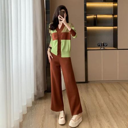 FA46881# 欧洲站气质套装秋季新款时尚气质洋气高级感休闲阔腿裤两件套 服裝批發女裝批發服飾貨源