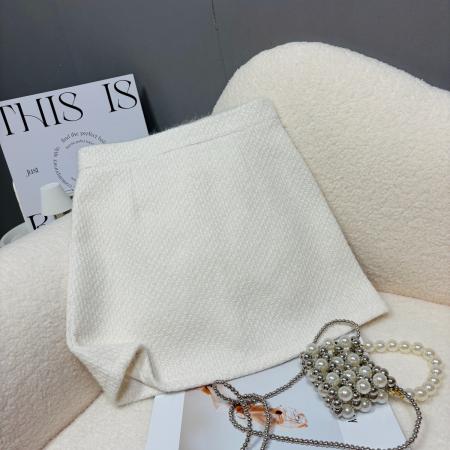 FA46660# 秋冬新款韩版百搭极简风呢子亮丝半身裙高腰显瘦a字短裙  服裝批發女裝批發服飾貨源