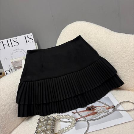 FA46661# 秋冬新款加厚毛呢百褶半身裙学院风韩版百搭减龄a字短裙  服裝批發女裝批發服飾貨源