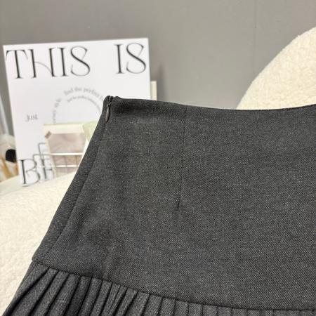 FA46661# 秋冬新款加厚毛呢百褶半身裙学院风韩版百搭减龄a字短裙  服裝批發女裝批發服飾貨源