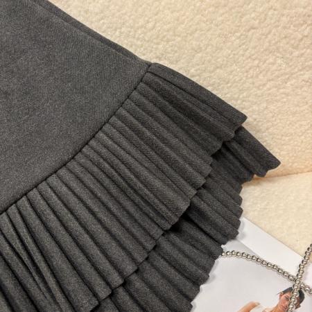 FA46661# 秋冬新款加厚毛呢百褶半身裙学院风韩版百搭减龄a字短裙  服裝批發女裝批發服飾貨源