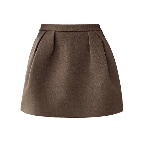 FA46677# 英伦风撞色格子小众减龄半身裙女秋冬季高腰显瘦花苞裙短裙  服裝批發女裝批發服飾貨源