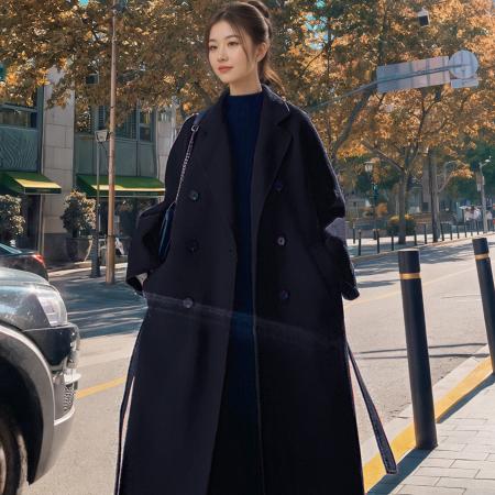 FA46702# 赫本风红色毛呢外套女秋冬中长款新款高级感气质呢子大衣厚  服裝批發女裝批發服飾貨源