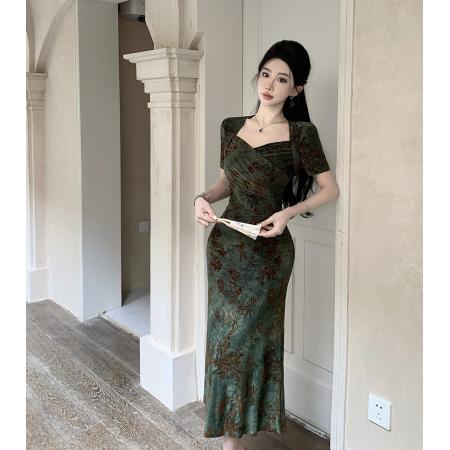 FA46736# 新款轻熟温柔风女人味度假修身显瘦优雅长款连衣裙  服裝批發女裝批發服飾貨源