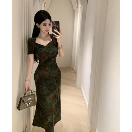 FA46736# 新款轻熟温柔风女人味度假修身显瘦优雅长款连衣裙  服裝批發女裝批發服飾貨源