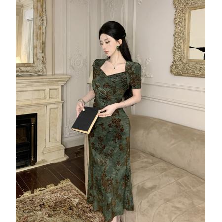 FA46736# 新款轻熟温柔风女人味度假修身显瘦优雅长款连衣裙  服裝批發女裝批發服飾貨源