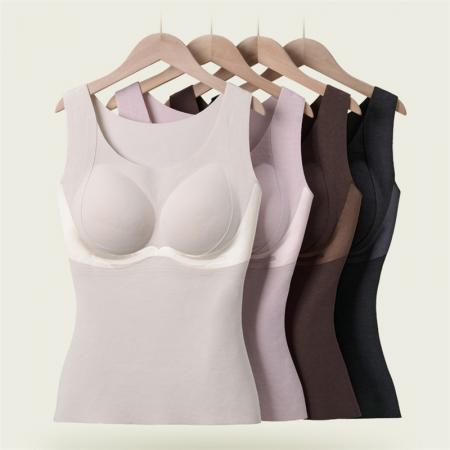 FA46762# 莱赛尔羽绒蚕丝保暖衣女秋冬季加绒加厚无痕羽绒蚕丝暖润养护背心  服裝批發女裝批發服飾貨源