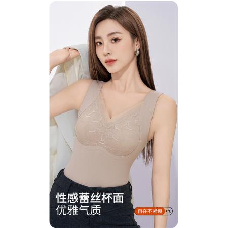 FA46763# 秋冬款保暖蚕丝衣背心女士带胸垫一体无痕打底上衣内衣冬季内搭  服裝批發女裝批發服飾貨源