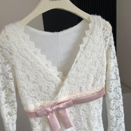 FA46767# Catyears猫年纷纷秋叙撞色腰带性感显身材毛绒蕾丝修身裙连衣裙  服裝批發女裝批發服飾貨源