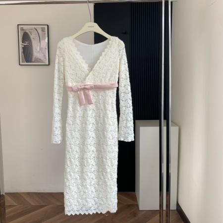 FA46767# Catyears猫年纷纷秋叙撞色腰带性感显身材毛绒蕾丝修身裙连衣裙  服裝批發女裝批發服飾貨源