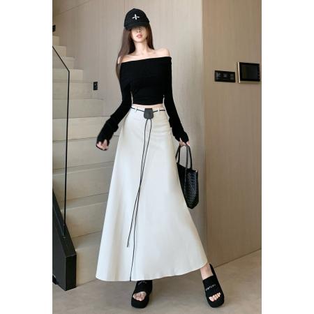 FA46774# 时髦显瘦高级感a字半身裙秋冬款梨型身材高腰显瘦遮胯大摆裙  服裝批發女裝批發服飾貨源
