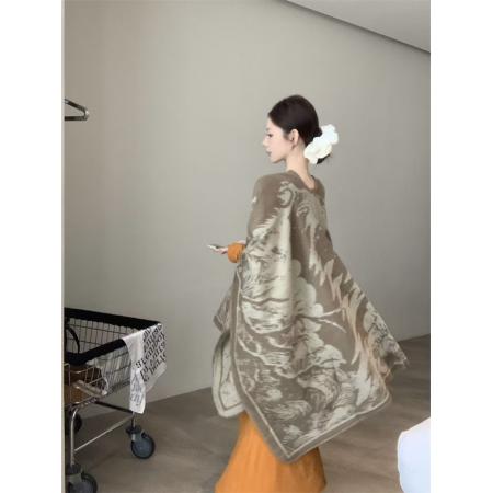 FA46786# 百搭单品新中式提花斗篷披肩女秋季民族风垂感上衣外套  服裝批發女裝批發服飾貨源