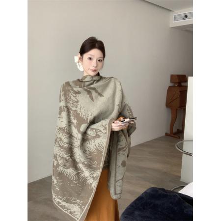 FA46786# 百搭单品新中式提花斗篷披肩女秋季民族风垂感上衣外套  服裝批發女裝批發服飾貨源