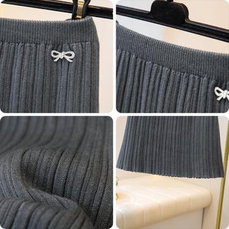 FA46816# 秋冬新款针织百褶半身短裙显瘦大码针织裙  服裝批發女裝批發服飾貨源