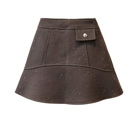 FA46817# 秋冬韩版小香风闪闪高腰显瘦百搭防走光包臀a字毛呢荷叶半身短裙  服裝批發女裝批發服飾貨源