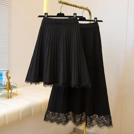 FA46818# 大码女装秋季款胖妹妹百搭显瘦舒适A字针织半身裙胖mm瘦  服裝批發女裝批發服飾貨源