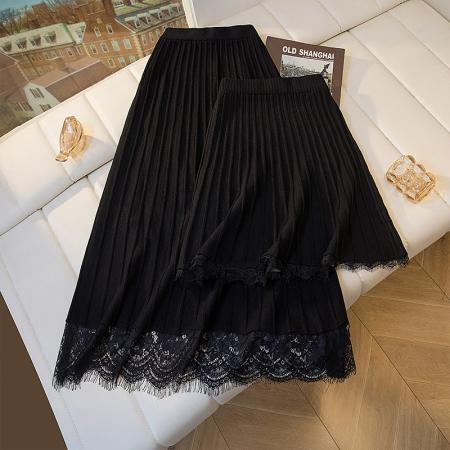 FA46818# 大码女装秋季款胖妹妹百搭显瘦舒适A字针织半身裙胖mm瘦  服裝批發女裝批發服飾貨源