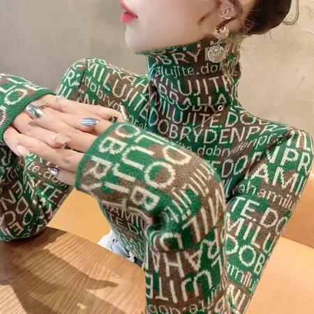 FA46840# 高领毛衣秋冬女款新款冬季修身上衣堆堆领打底衫内搭洋气女装  服裝批發女裝批發服飾貨源