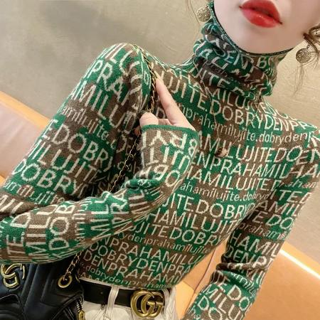 FA46840# 高领毛衣秋冬女款新款冬季修身上衣堆堆领打底衫内搭洋气女装  服裝批發女裝批發服飾貨源