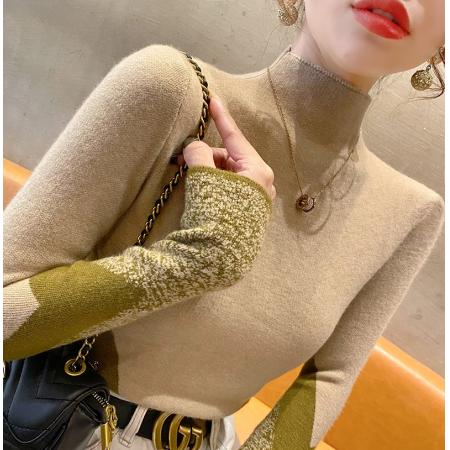 FA46841# 秋装新款爆款半高领针织衫洋气时尚套头毛衣内搭女士上衣  服裝批發女裝批發服飾貨源