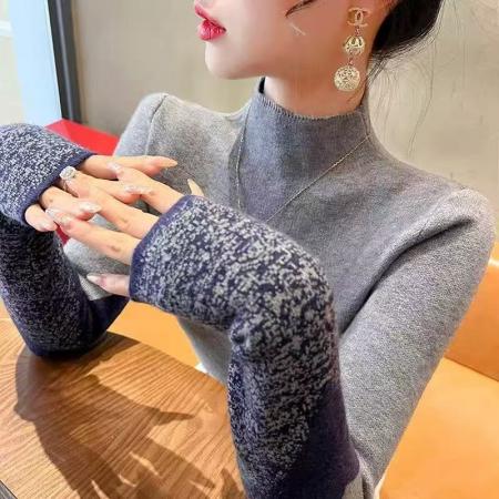 FA46841# 秋装新款爆款半高领针织衫洋气时尚套头毛衣内搭女士上衣  服裝批發女裝批發服飾貨源