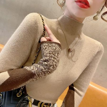 FA46841# 秋装新款爆款半高领针织衫洋气时尚套头毛衣内搭女士上衣  服裝批發女裝批發服飾貨源