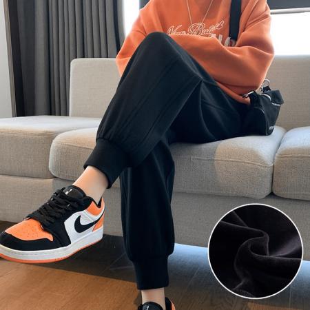 FA46851# 冬季百搭运动裤女新款小个子卫裤宽松大码束脚加绒加厚休闲裤  服裝批發女裝批發服飾貨源