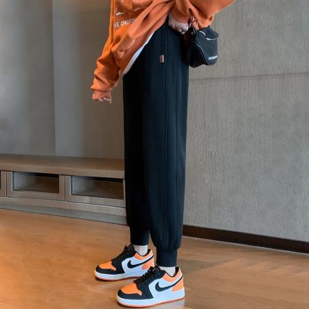 FA46851# 冬季百搭运动裤女新款小个子卫裤宽松大码束脚加绒加厚休闲裤  服裝批發女裝批發服飾貨源