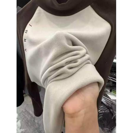FA46901# 好品双面磨毛澳绒高领T恤女秋冬厚实接拼洋气内搭打底衫刺绣自留 服裝批發女裝批發服飾貨源