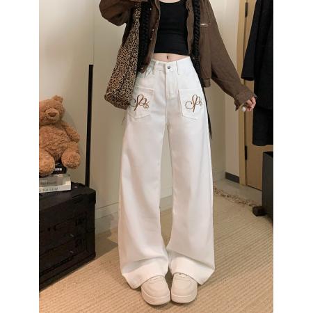 FA46930# 阔腿牛仔裤重工设计反口袋复古个性直筒拖地长裤子 服裝批發女裝批發服飾貨源