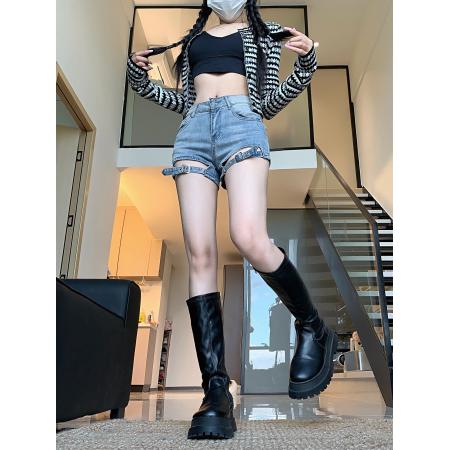 FA46935# 新款辣妹复古牛仔短裤女设计感弹力超短紧身热裤 服裝批發女裝批發服飾貨源