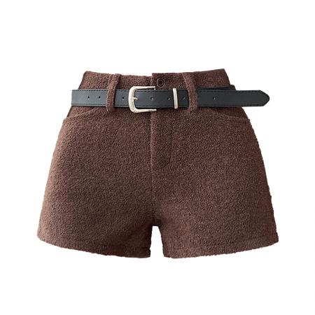 FA46942# 新款黑色加厚裤子女款爆款冬加厚小个子显瘦羊羔绒短裤 服裝批發女裝批發服飾貨源