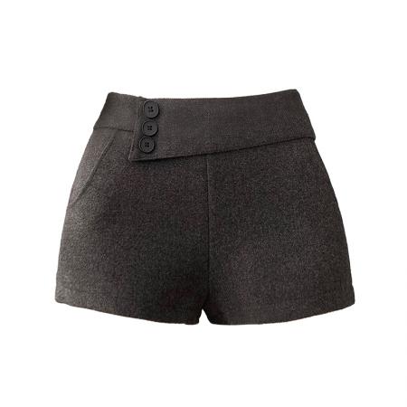 FA46943# 新款复古新款撞色格纹低腰休闲裤女秋冬别致减龄显瘦辣妹短裤 服裝批發女裝批發服飾貨源