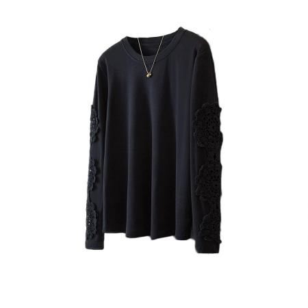 FA46982# 胖mm拼接高级感重工提花长袖T恤内搭显瘦遮肉宽松打底上衣 服裝批發女裝批發服飾貨源