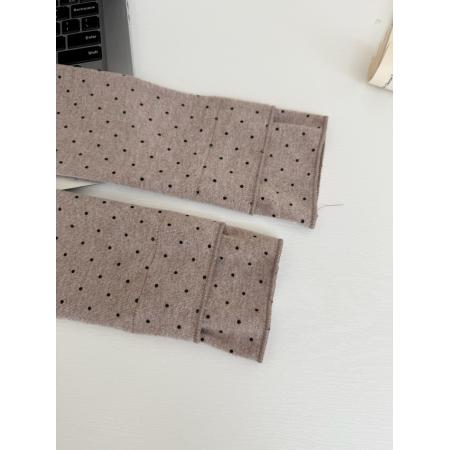 FA46986# 两色波点棉麻花边半高领打底衫秋冬百搭上衣 服裝批發女裝批發服飾貨源