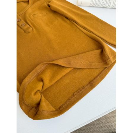 FA46987# 宁司U领贴袋内搭正肩长袖T恤女秋冬韩系休闲设计感修身打底上衣 服裝批發女裝批發服飾貨源