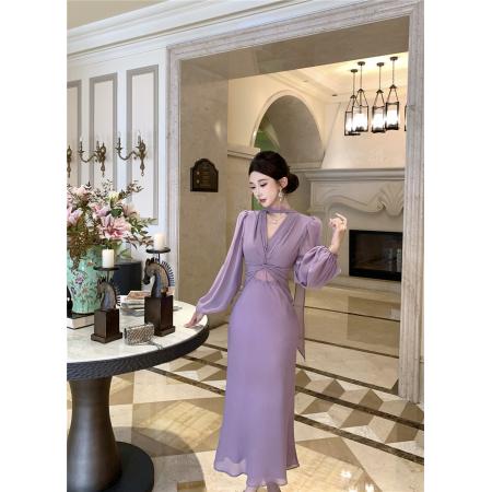 FA46995# 时尚性感蕾丝拼接扭结闪闪雪纺连衣裙 服裝批發女裝批發服飾貨源