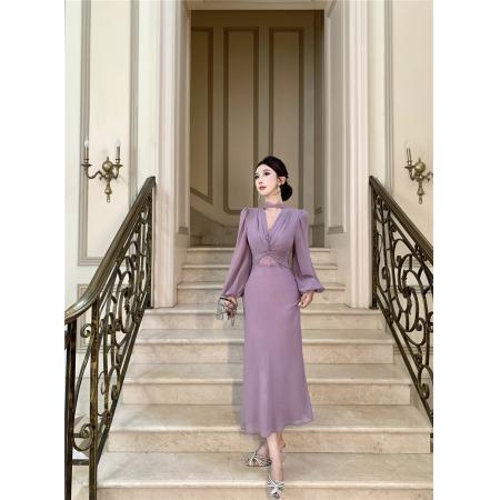 FA46995# 时尚性感蕾丝拼接扭结闪闪雪纺连衣裙 服裝批發女裝批發服飾貨源