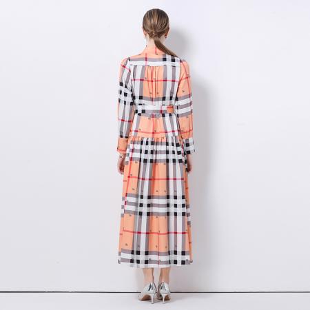 FA47007# -欧美时尚宫廷风立领单排扣印花连衣裙 服裝批發女裝批發服飾貨源