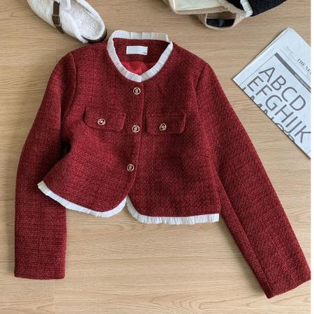 FA47010# 小香风外套女秋冬加棉款新款早秋季爆款高端精致名媛短款上衣 服裝批發女裝批發服飾貨源