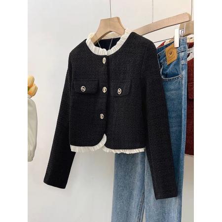 FA47010# 小香风外套女秋冬加棉款新款早秋季爆款高端精致名媛短款上衣 服裝批發女裝批發服飾貨源