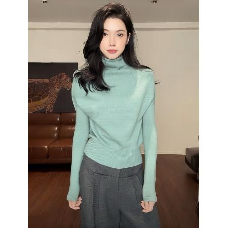 FA47011# 韩系时尚气质可拆袖套蝙蝠袖针织衫女秋冬巨好看高领显瘦打底上衣 服裝批發女裝批發服飾貨源