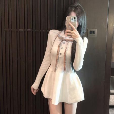 FA47012# 套装女秋季美拉德高级感气质针织开衫两件套上衣 服裝批發女裝批發服飾貨源