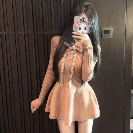 FA47012# 套装女秋季美拉德高级感气质针织开衫两件套上衣 服裝批發女裝批發服飾貨源