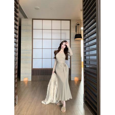 FA47015# 蕾丝拼接优雅温柔纯欲风连衣裙女收腰显瘦包臀鱼尾裙 服裝批發女裝批發服飾貨源