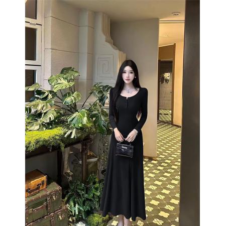 FA47021# 穿搭春秋韩系长裙大方得体绝美连衣裙女冷淡系内搭长款裙子 服裝批發女裝批發服飾貨源