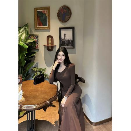 FA47021# 穿搭春秋韩系长裙大方得体绝美连衣裙女冷淡系内搭长款裙子 服裝批發女裝批發服飾貨源