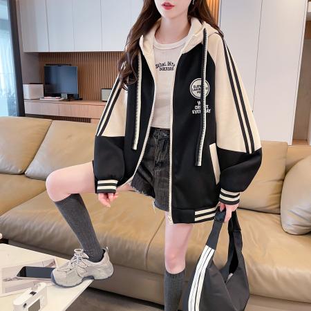 FA47036# 原版做工华棉复合双层有做内里春秋连帽卫衣外套女 服裝批發女裝批發服飾貨源