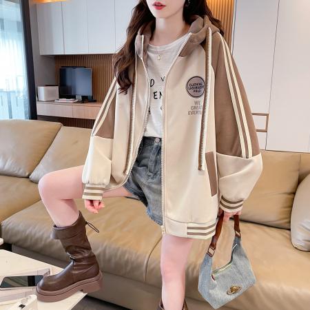 FA47036# 原版做工华棉复合双层有做内里春秋连帽卫衣外套女 服裝批發女裝批發服飾貨源