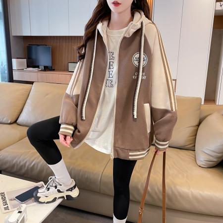 FA47036# 原版做工华棉复合双层有做内里春秋连帽卫衣外套女 服裝批發女裝批發服飾貨源